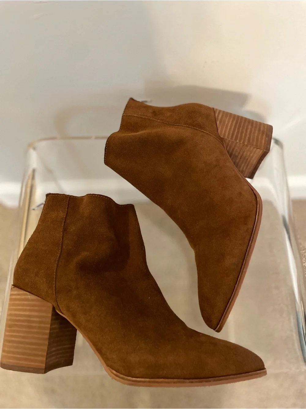 Steve Madden Women’s Cognac Brown Suede Pointed-Toe Ankle Boots Size 10